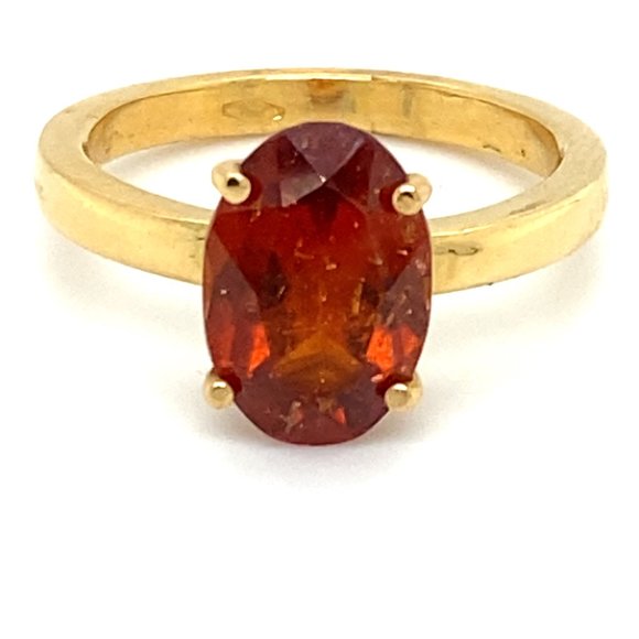 Hessonite 3.68ct Solid 18K Yellow Gold Ring - Picture 1 of 6
